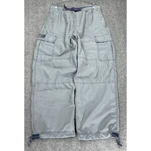 VTG Old Navy Cargo Pants Men's L Gray Blue Baggy Paratrooper 2003 Wide leg y2k